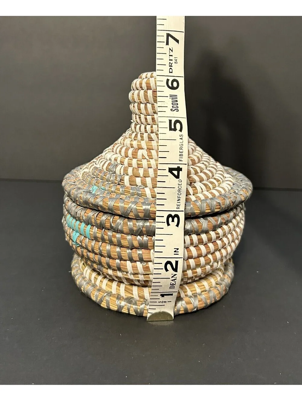 Senegal Hand Woven Small Backet Pot W/ Lid Multicolor Storage Trinket 6